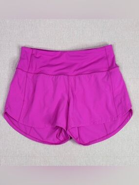 Lululemon Sonic Pink Speed Up Shorts High Rise Zip Pocket Size 6 Run